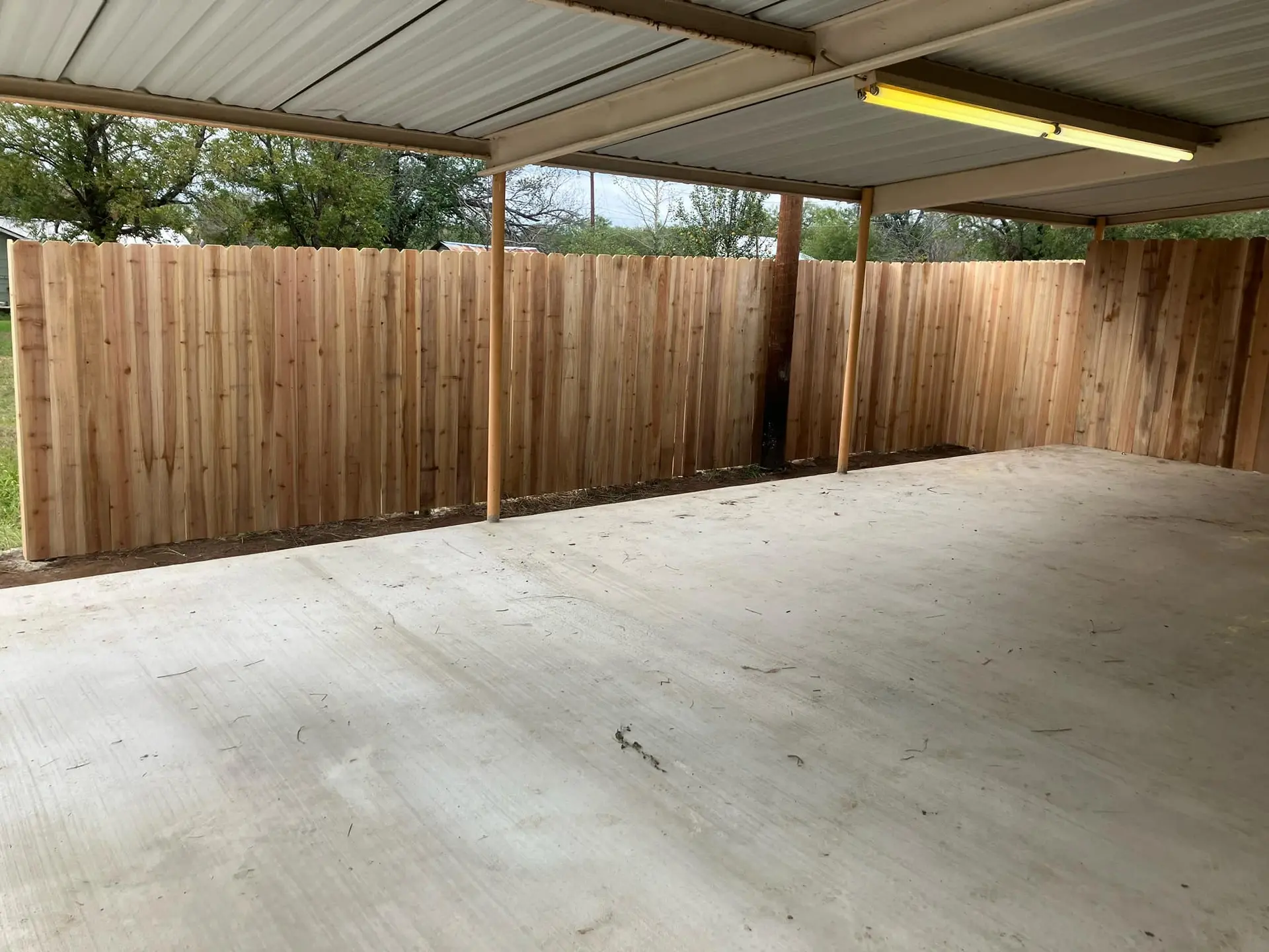 New wooden fence installation by VP Welding in Burnet TX